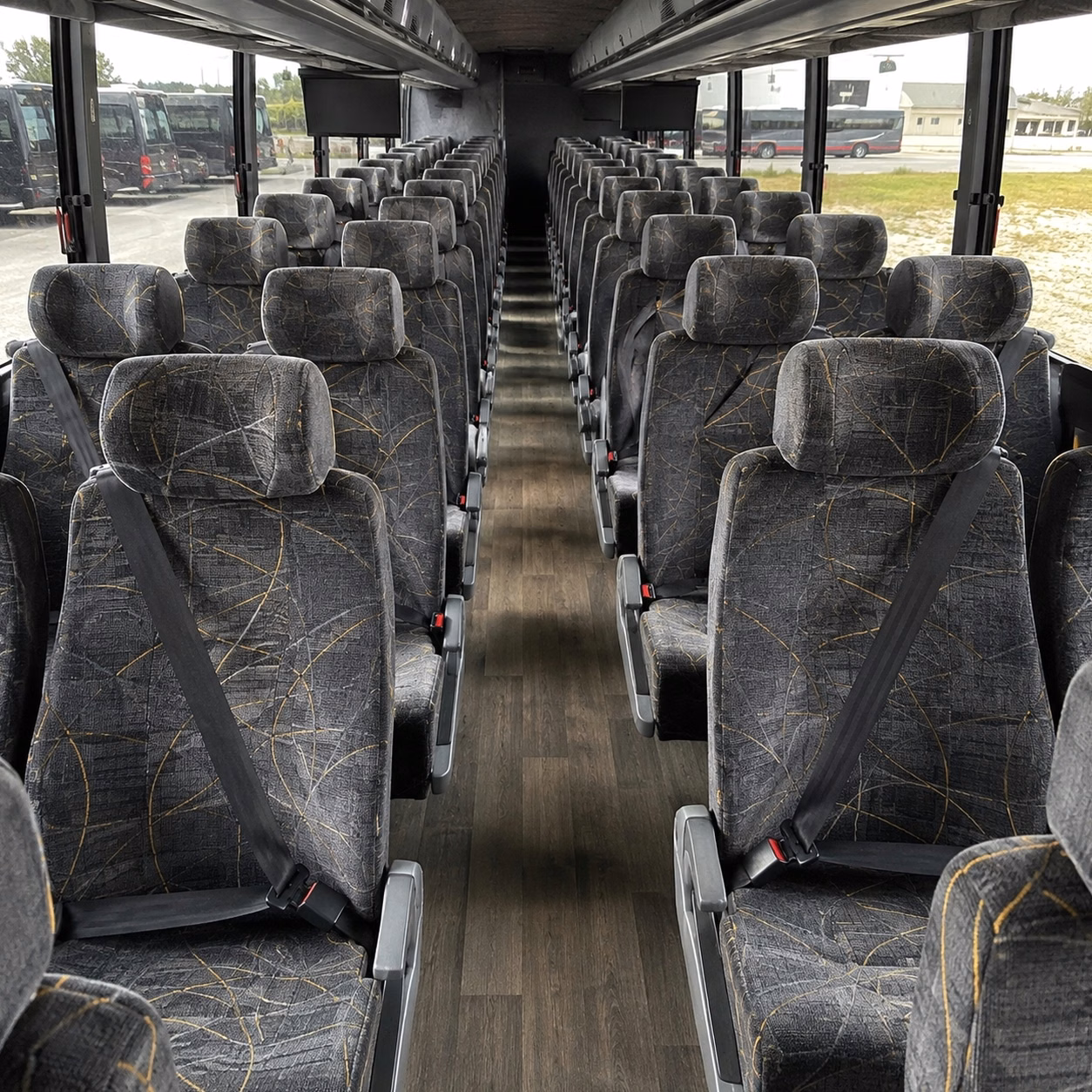 56 passenger charter bus inside